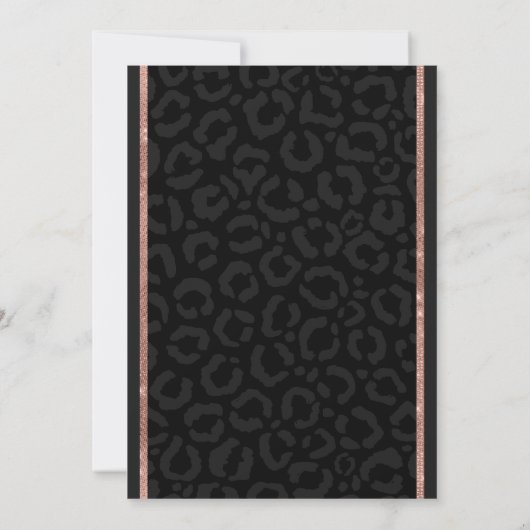Invitation Chic Rose gris noir Parties scintillant or Cheetah (Dos)