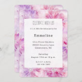 Invitation Chic rose Lavande Floral Anniversaire (Devant / Derrière)