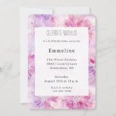 Invitation Chic rose Lavande Floral Anniversaire (Devant)