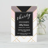 Invitation Chic rose mauve et noir géométrique 30e anniversai (Debout devant)