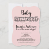 Invitation Chic rose noir Polka Baby shower point (Devant)