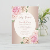 Invitation Chic Rose or Aquarelle Baby shower Floral (Debout devant)
