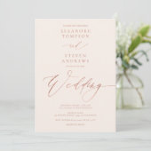 Invitation Chic rose or calligraphie pastel blush mariage (Debout devant)