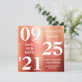 Invitation Chic Rose Or Métal Shimmer Moderne Enregistrer La  (Debout devant)