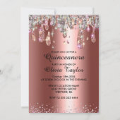 Invitation Chic rose or parties scintillant argent gouttes Qu (Dos)