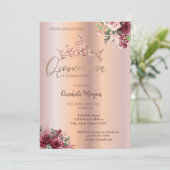 Invitation Chic Rose or Parties scintillant Fleurs Couronne Q (Debout devant)