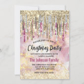 Invitation Chic rose or parties scintillant gouttes monogramm (Devant)