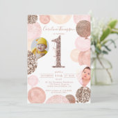 Invitation Chic rose or parties scintillant rose ballon photo (Debout devant)
