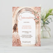 Invitation Chic Rose or Quinceañera robe Arc floral photo (Debout devant)