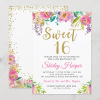 Chic Rose or Sweet sixteen floral 16 Anniversaire