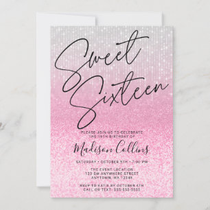 Invitation Chic Rose Pailleté Sweet 16