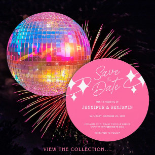 Invitation Chic rose Parties scintillant Disco Ball Wedding E