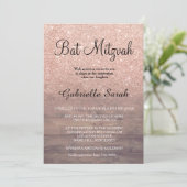 Invitation Chic rose parties scintillant or Bat mitzvah bois (Debout devant)