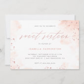 Invitation Chic Rose Parties scintillant or Blush Pink Ombre  (Devant)