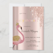 Invitation Chic Rose Parties scintillant or, Bons Flamants ro (Devant)