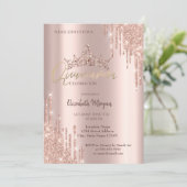 Invitation Chic Rose Parties scintillant or Couronne Drop Qui (Debout devant)