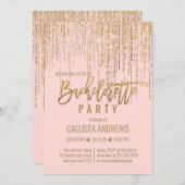 Invitation Chic rose Parties scintillant or frange rideau Bac (Devant / Derrière)