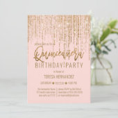 Invitation Chic rose Parties scintillant or rideau de bordure (Debout devant)