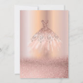 Invitation Chic Rose Parties scintillant or robe Floral Quinc (Dos)