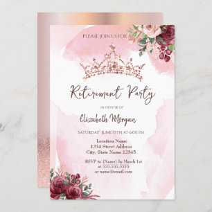 Invitation Chic Rose Parties scintillant or Roses de la Couro