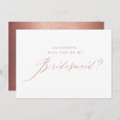 Invitation Chic Rose Parties scintillant or Script White Brid (Devant / Derrière)