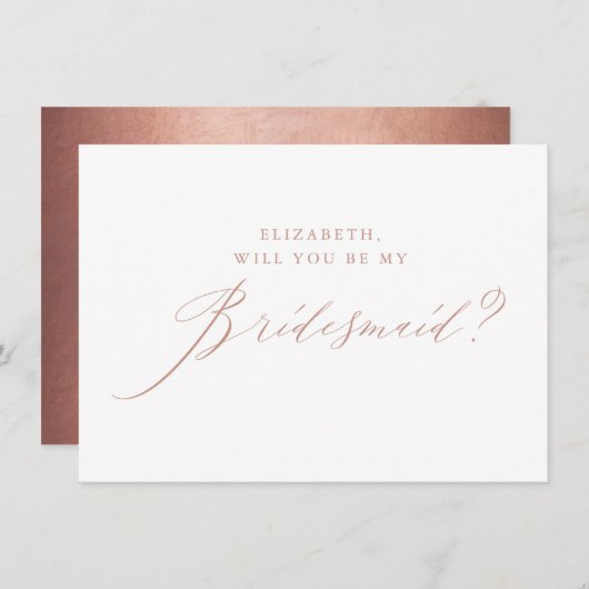 Invitation Chic Rose Parties scintillant or Script White Brid (Devant / Derrière)