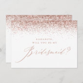 Invitation Chic Rose Parties scintillant or Script White Brid (Devant / Derrière)