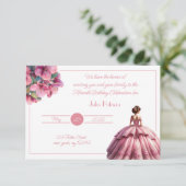 Invitation Chic Rose Princesse Quinceañera (Debout devant)