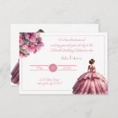 Invitation Chic Rose Princesse Quinceañera (Devant / Derrière)