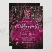 Invitation Chic rose robe noir dentelle parties scintillant g (Devant / Derrière)