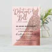 Invitation Chic Rose Rose Gold Parties scintillant robe Debut (Debout devant)