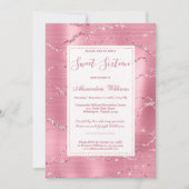 Invitation Chic rose rose or parties scintillant marbre Sweet (Devant)