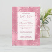 Invitation Chic rose rose or parties scintillant marbre Sweet (Debout devant)
