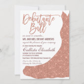 Invitation Chic Rose Rose or Parties scintillant robe Debutan (Devant)