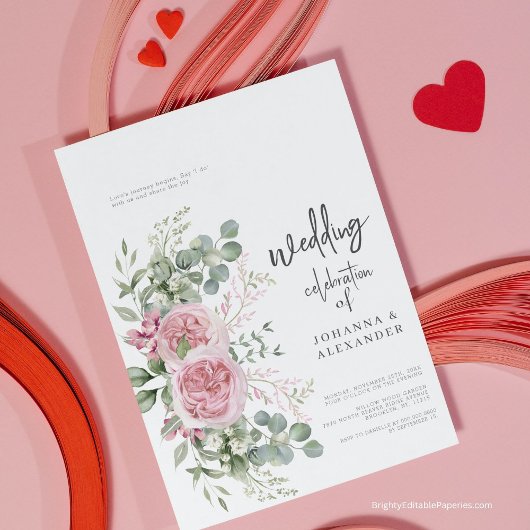 Invitation Chic rose rose Peony Floral Elegance Mariage