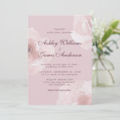 Invitation Chic Rose rose rose Floral violet Mariage (Debout devant)