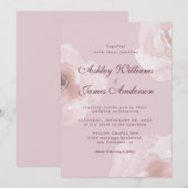 Invitation Chic Rose rose rose Floral violet Mariage (Devant / Derrière)