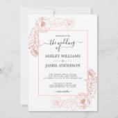 Invitation Chic rose rose rose or bleu foncé Mariage (Devant)