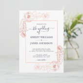 Invitation Chic rose rose rose or bleu foncé Mariage (Debout devant)