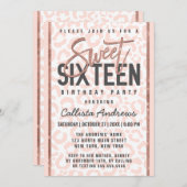 Invitation Chic Rose rose rose or Parties scintillant Cheetah (Devant / Derrière)