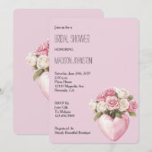 Invitation Chic Rose Rose Rose Rose Fête des mariées de coeur (Devant / Derrière)