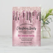 Invitation Chic rose rose rousse goutte monogramme Noël (Debout devant)