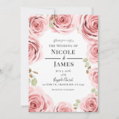 Invitation Chic Rose rose Shabby  Rustic Glam Mariage (Devant)