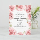 Invitation Chic Rose rose Shabby  Rustic Glam Mariage (Debout devant)