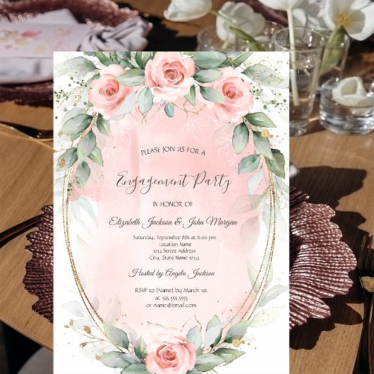 Invitation Chic rose Roses Gold Frame