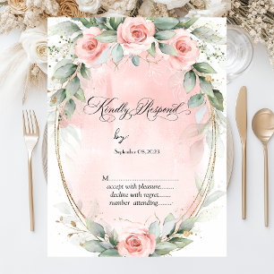 Invitation Chic rose Roses Gold Frame RSVP