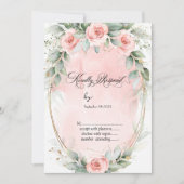 Invitation Chic rose Roses Gold Frame RSVP (Devant)