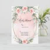 Invitation Chic rose Roses Gold Frame RSVP (Debout devant)