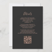 Invitation Chic Rose Turquoise Gold Agate Dark QR Code Mariag (Dos)