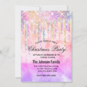 Invitation Chic rose violet licorne gouttes parties scintilla (Devant)